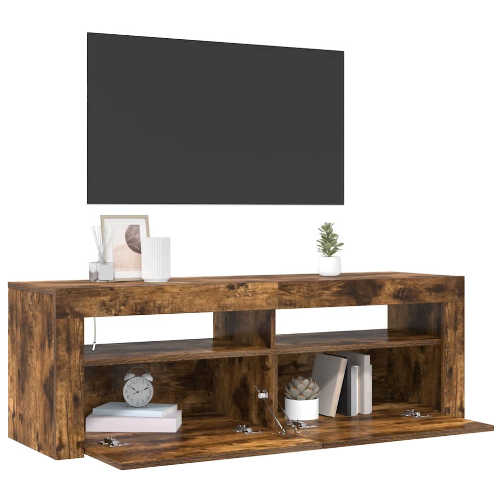 Mobile Porta TV con Luci LED Rovere Fumo 120x35x40 cm