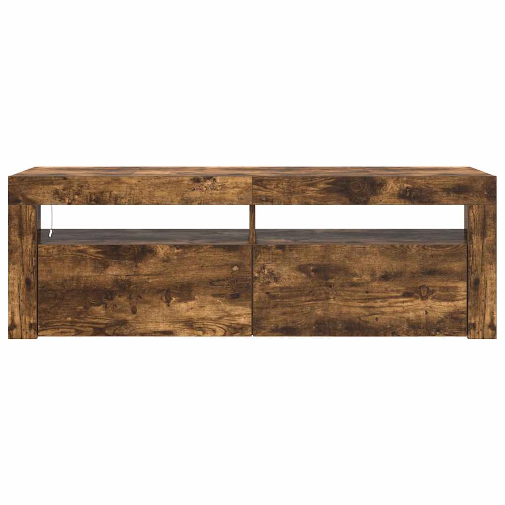 Mobile Porta TV con Luci LED Rovere Fumo 120x35x40 cm