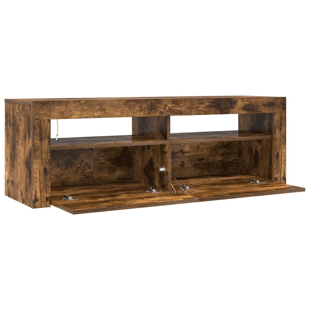 Mobile Porta TV con Luci LED Rovere Fumo 120x35x40 cm