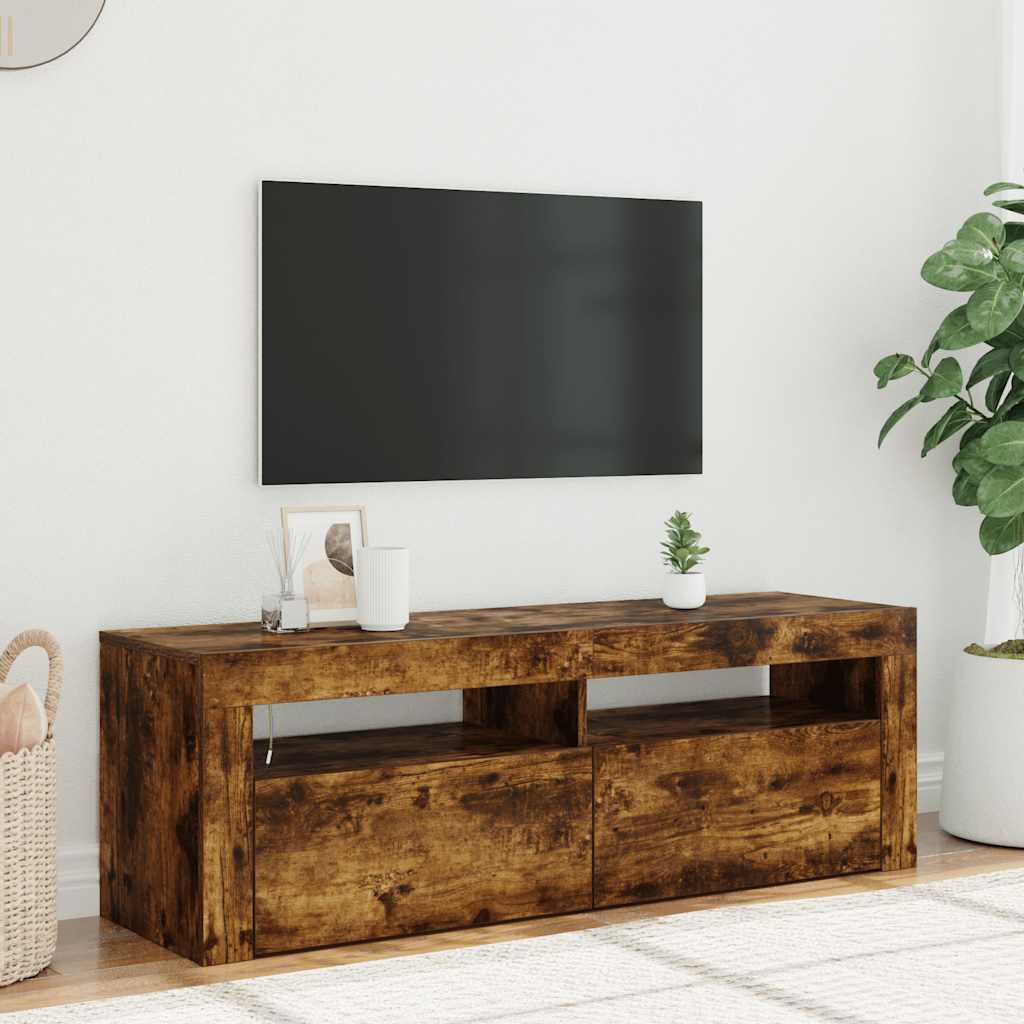 Mobile Porta TV con Luci LED Rovere Fumo 120x35x40 cm
