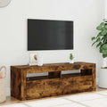 Mobile Porta TV con Luci LED Rovere Fumo 120x35x40 cm