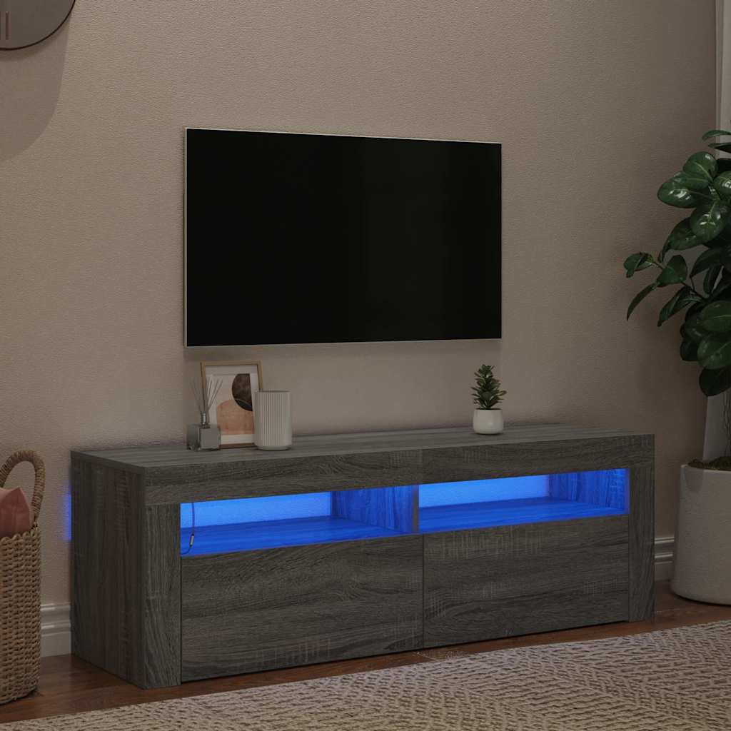 Mobile Porta TV con Luci LED Grigio Sonoma 120x35x40 cmcm