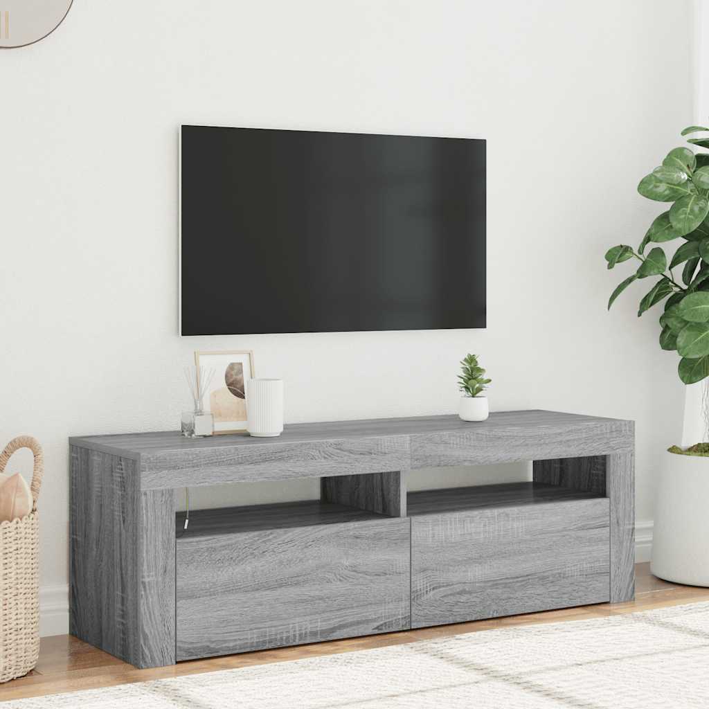 Mobile Porta TV con Luci LED Grigio Sonoma 120x35x40 cmcm