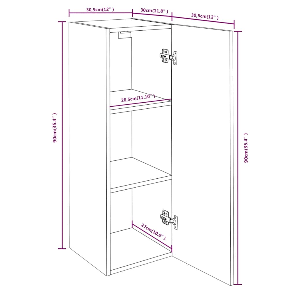 Mobile TV Rovere Fumo 30,5x30x90 cm in Legno Multistrato