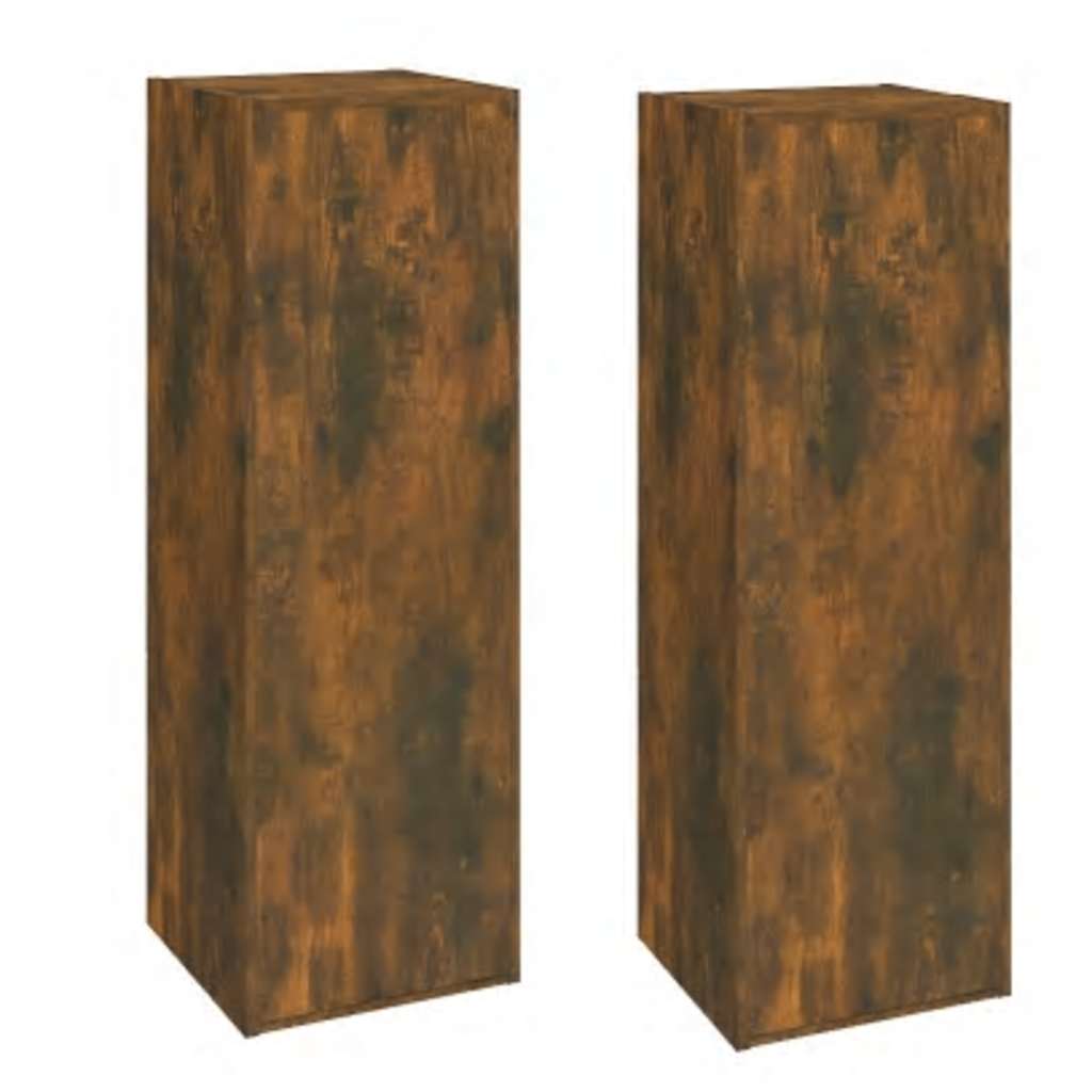 Mobili TV 2 pz Rovere Fumo 30,5x30x90 cm in Legno Multistrato