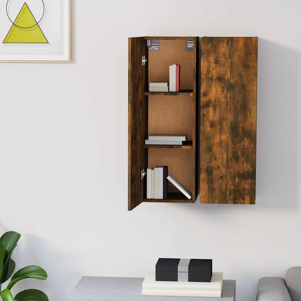 Mobili TV 2 pz Rovere Fumo 30,5x30x90 cm in Legno Multistrato
