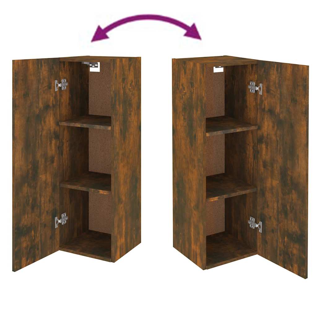 Mobili TV 2 pz Rovere Fumo 30,5x30x90 cm in Legno Multistrato