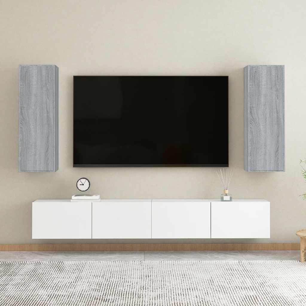 Mobili TV 2 pz Grigio Sonoma 30,5x30x90 cm in Legno Multistrato