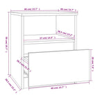 Comodini 2 pz Rovere Fumo 40x40x50 cm in Legno Multistrato