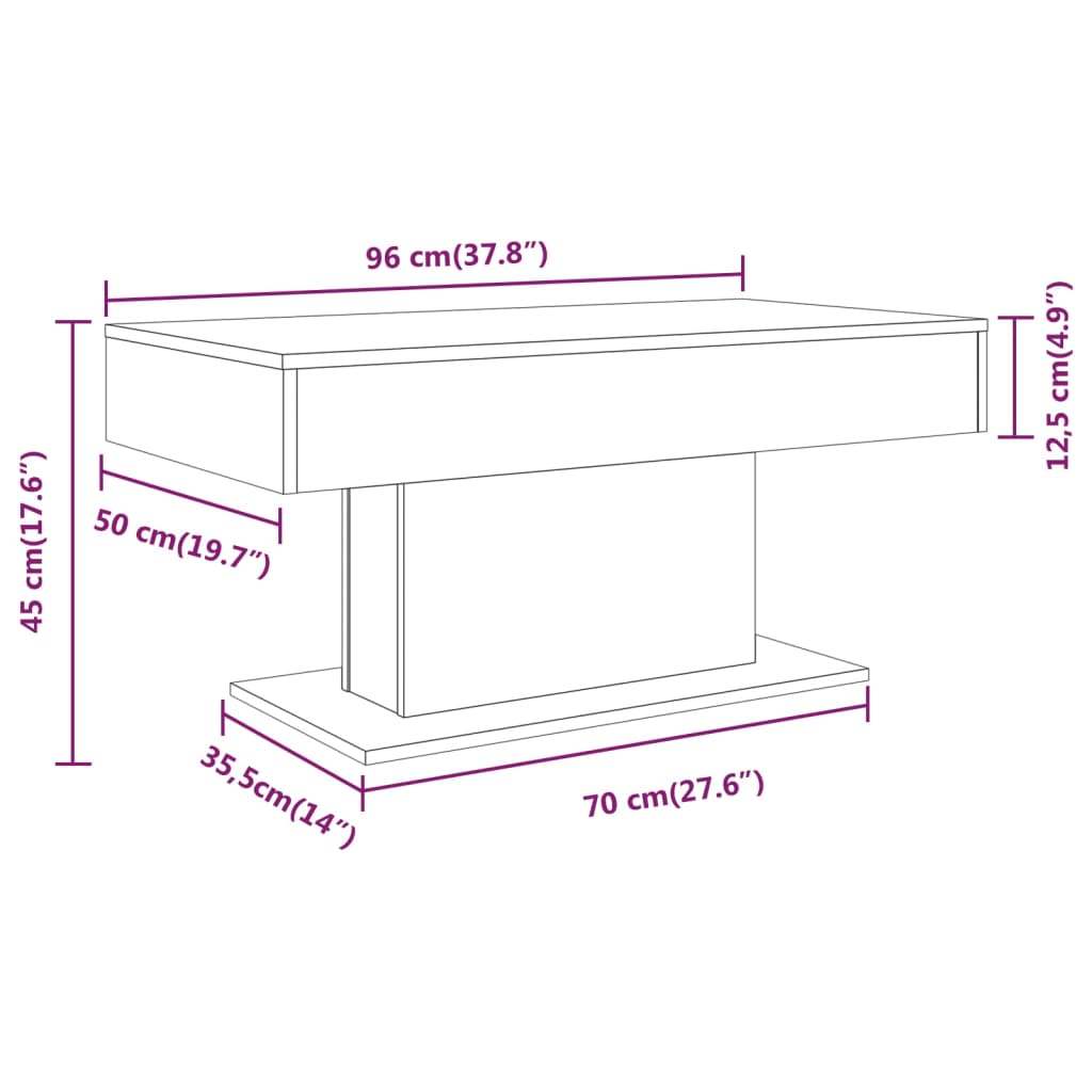 Tavolino da Salotto Grigio Sonoma 96x50x45 cm Legno Multistrato