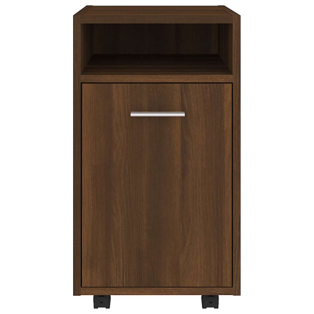 Mobiletto con Ruote Rovere Marrone 33x38x60cm Legno Multistrato