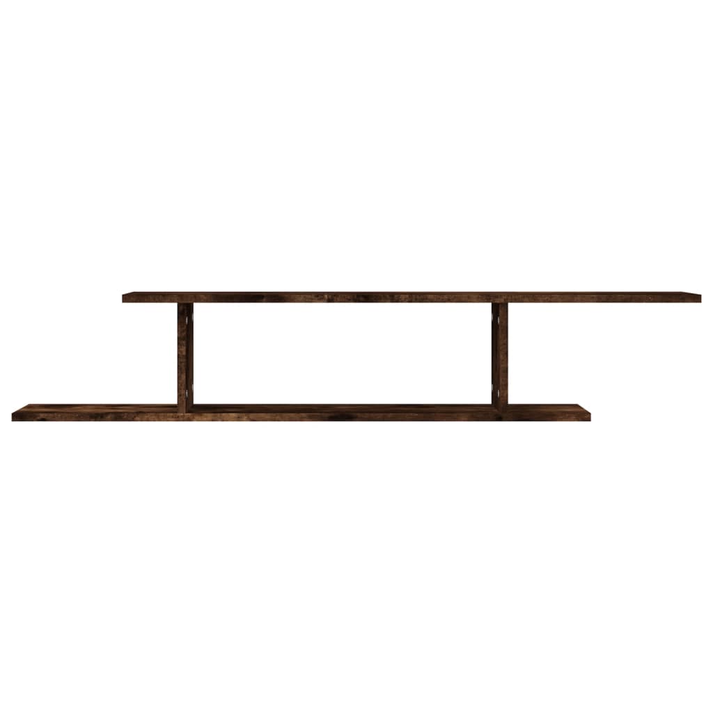 Scaffale TV a Parete Rovere Fumo 125x18x23 cm Legno Multistrato