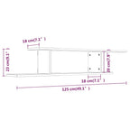 Scaffale TV Parete Grigio Sonoma 125x18x23 cm Legno Multistrato