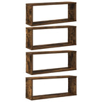 Mensole Muro Cubo 4pz Rovere Fumo 80x15x26,5 cm in Multistrato