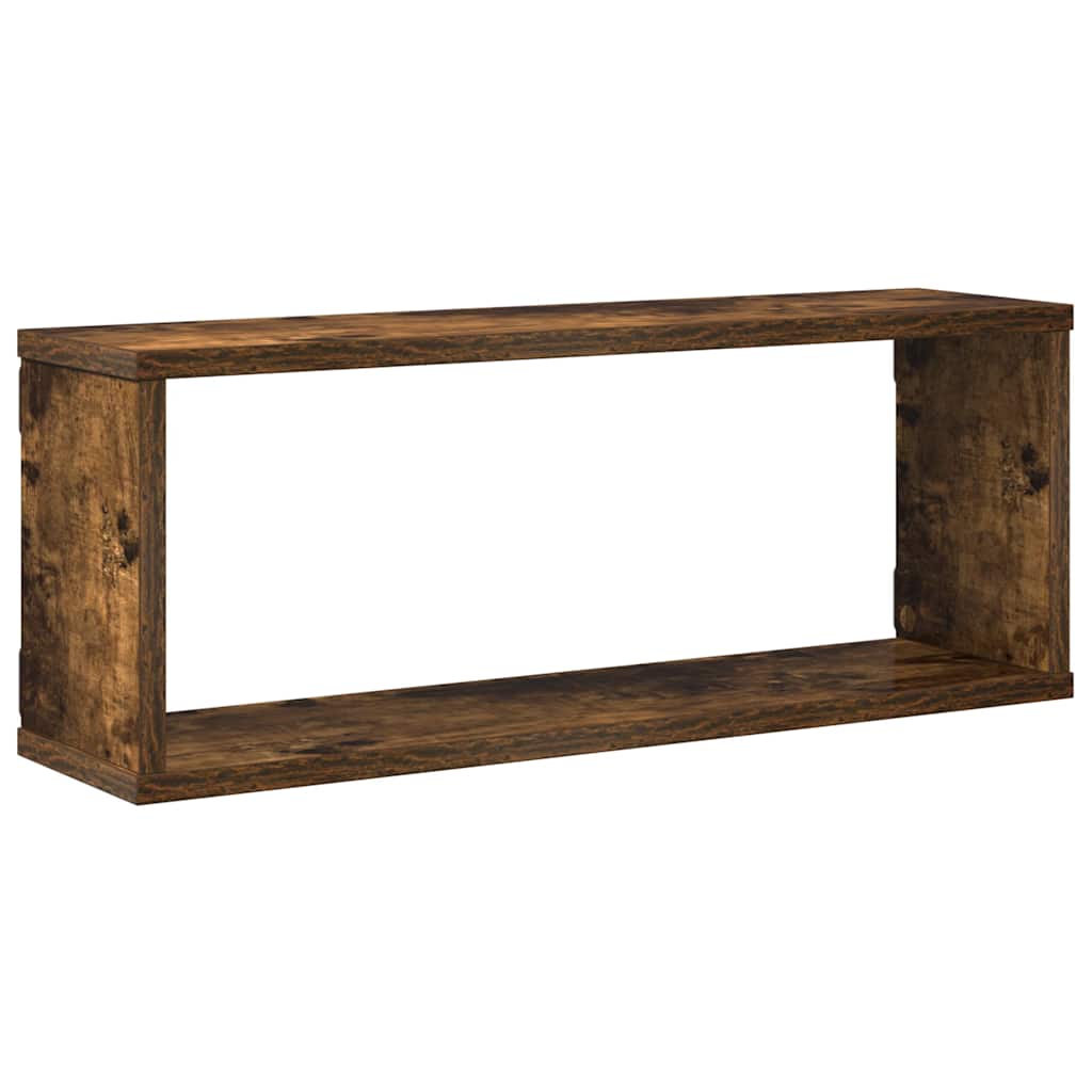 Mensole Muro Cubo 4pz Rovere Fumo 80x15x26,5 cm in Multistrato