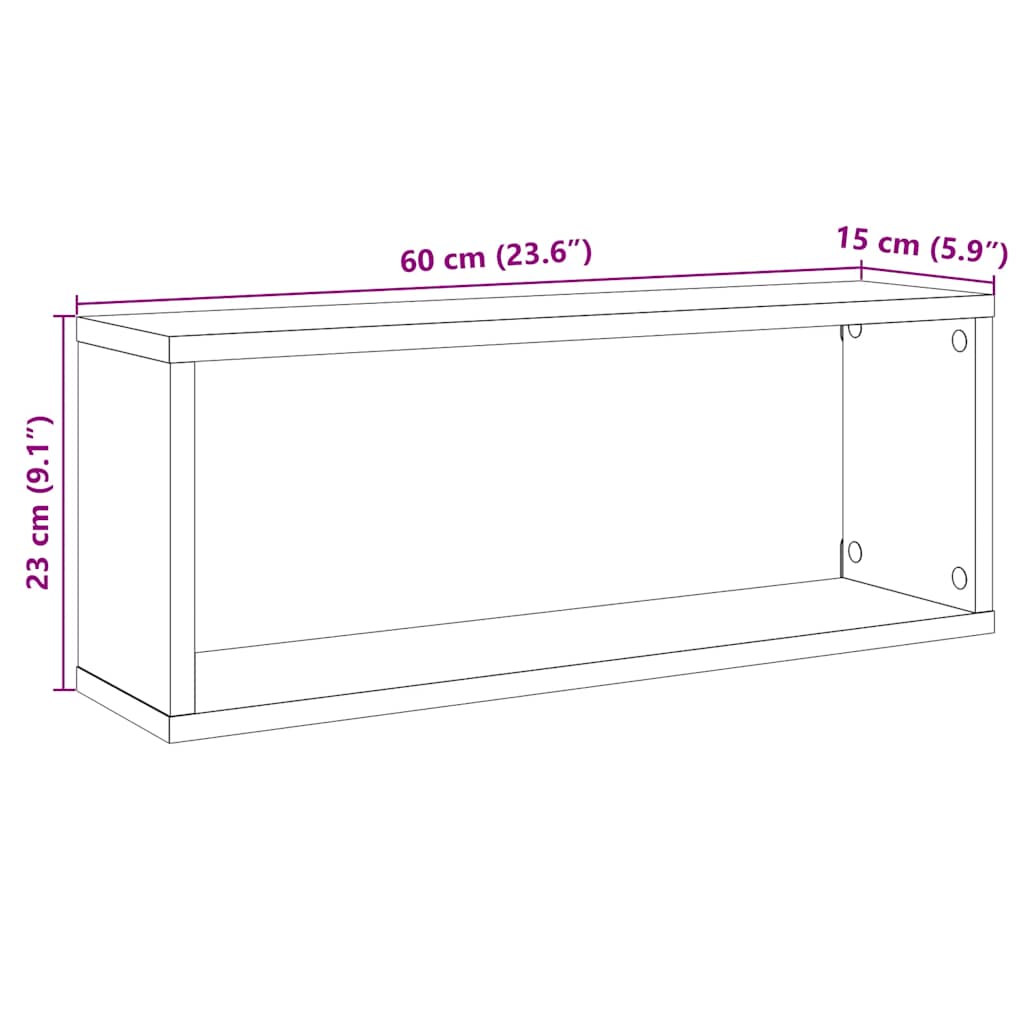 Mensole Muro Cubo 4pz Rovere Fumo 80x15x26,5 cm in Multistrato