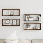 Mensole Muro Cubo 4pz Rovere Fumo 80x15x26,5 cm in Multistrato