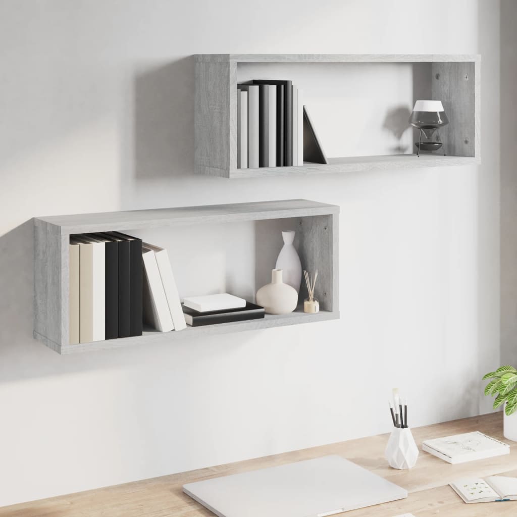 Mensole Cubo Muro 2 pz Grigio Sonoma 60x15x23 cm in Multistrato