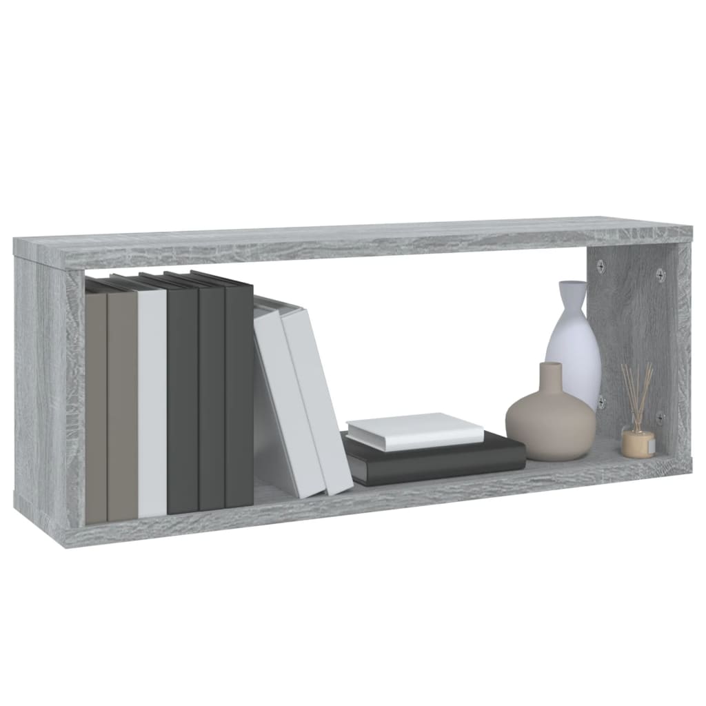 Mensole Cubo Muro 2 pz Grigio Sonoma 60x15x23 cm in Multistrato