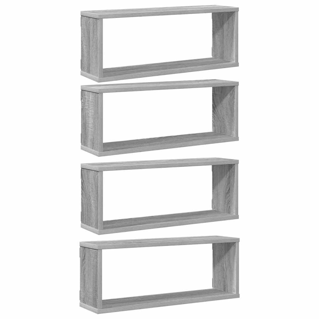 Mensole Cubo Muro 4 pz Grigio Sonoma 60x15x23 cm in Multistrato