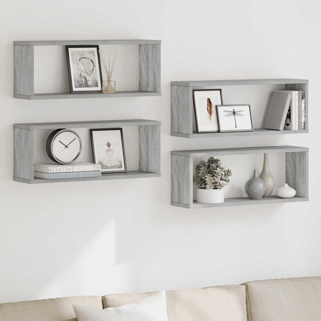 Mensole Cubo Muro 4 pz Grigio Sonoma 60x15x23 cm in Multistrato