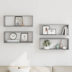 Mensole Cubo Muro 4 pz Grigio Sonoma 60x15x23 cm in Multistrato