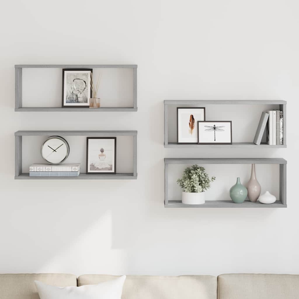 Mensole Cubo Muro 4 pz Grigio Sonoma 60x15x23 cm in Multistrato