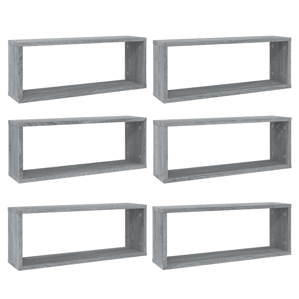 Mensole Cubo Muro 6 pz Grigio Sonoma 60x15x23 cm in Multistrato