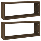 Mensole Cubo Muro 2pz Rovere Marrone 60x15x23 cm in Multistrato