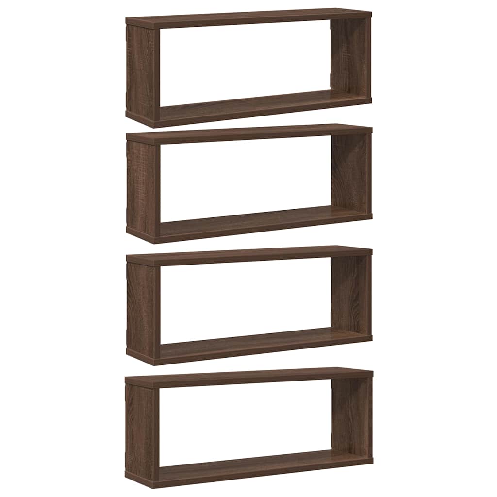 Mensole Cubo Muro 4pz Rovere Marrone 60x15x23 cm in Multistrato