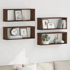Mensole Cubo Muro 4pz Rovere Marrone 60x15x23 cm in Multistrato