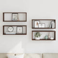 Mensole Cubo Muro 4pz Rovere Marrone 60x15x23 cm in Multistrato