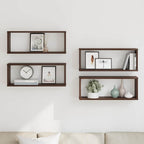 Mensole Cubo Muro 4pz Rovere Marrone 60x15x23 cm in Multistrato