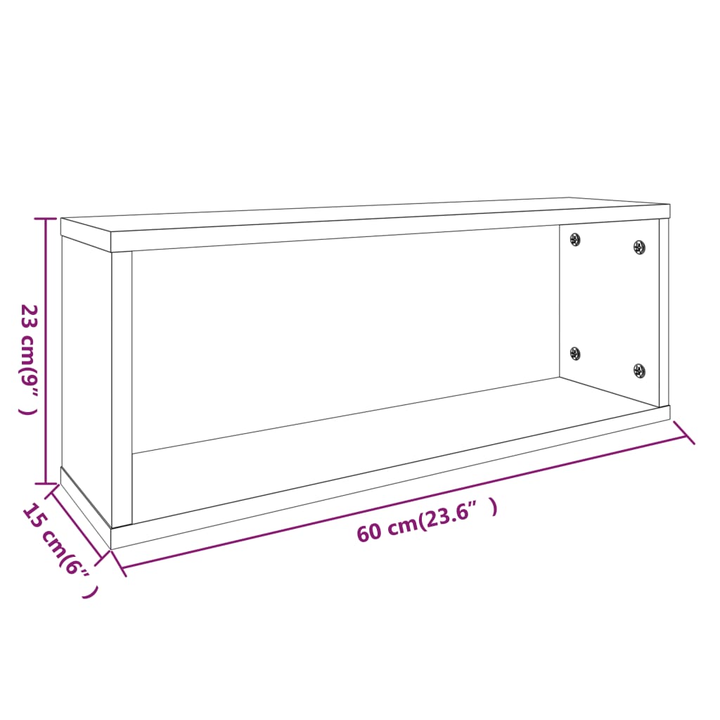 Mensole Cubo Muro 6pz Rovere Marrone 60x15x23 cm in Multistrato