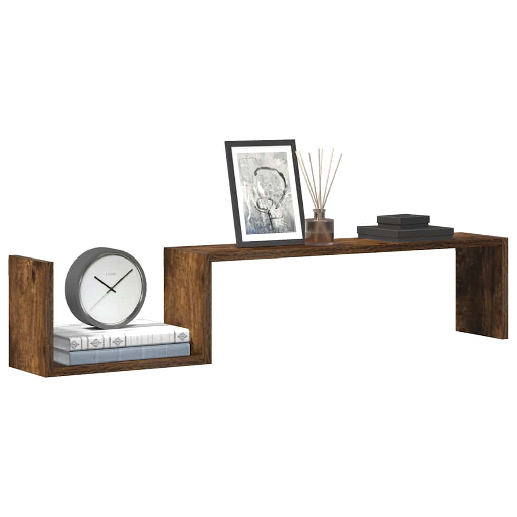 Mensole a Muro 2 pz Rovere Fumo 100x15x20 cm Legno Multistrato