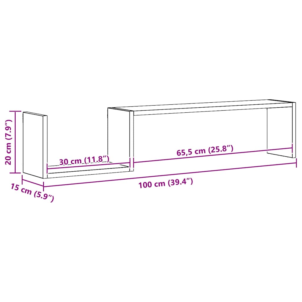 Mensole a Muro 2 pz Rovere Fumo 100x15x20 cm Legno Multistrato