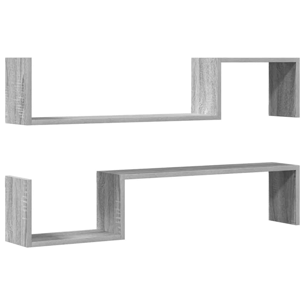 Scaffali da Parete 2 pz Grigio Sonoma 100x15x20 cm Multistrato