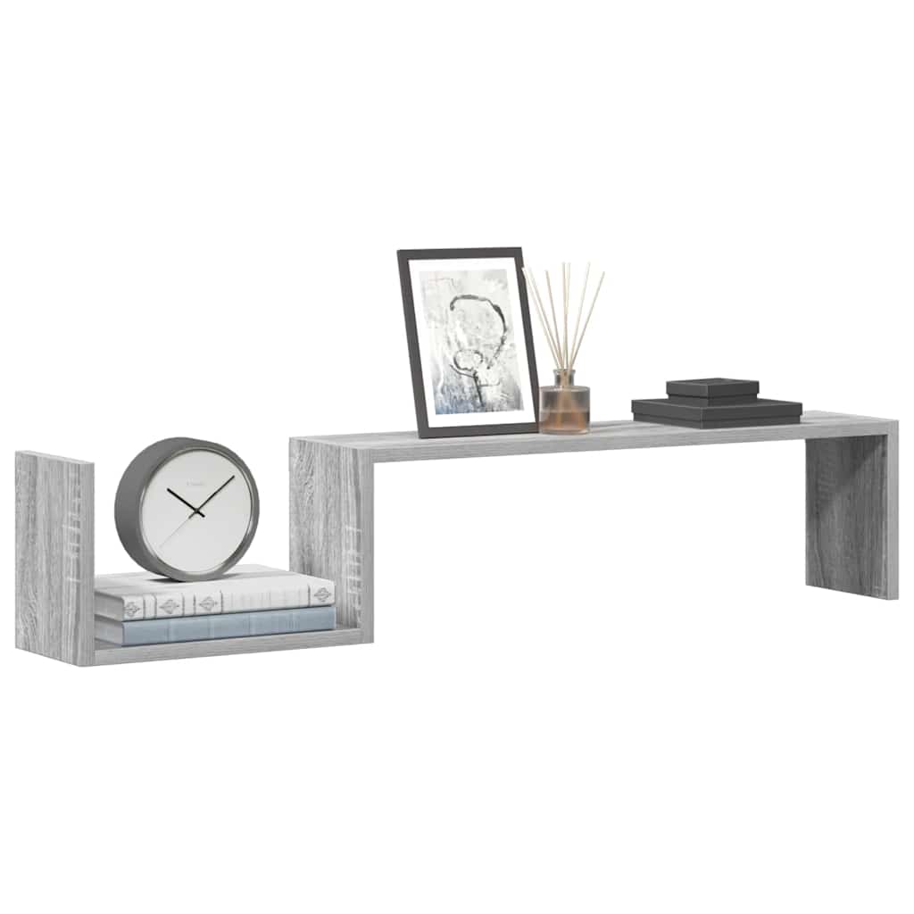 Scaffali da Parete 2 pz Grigio Sonoma 100x15x20 cm Multistrato