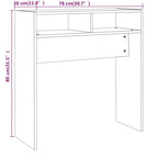 Tavolino Consolle Rovere Fumo 78x30x80 cm in Legno Multistrato