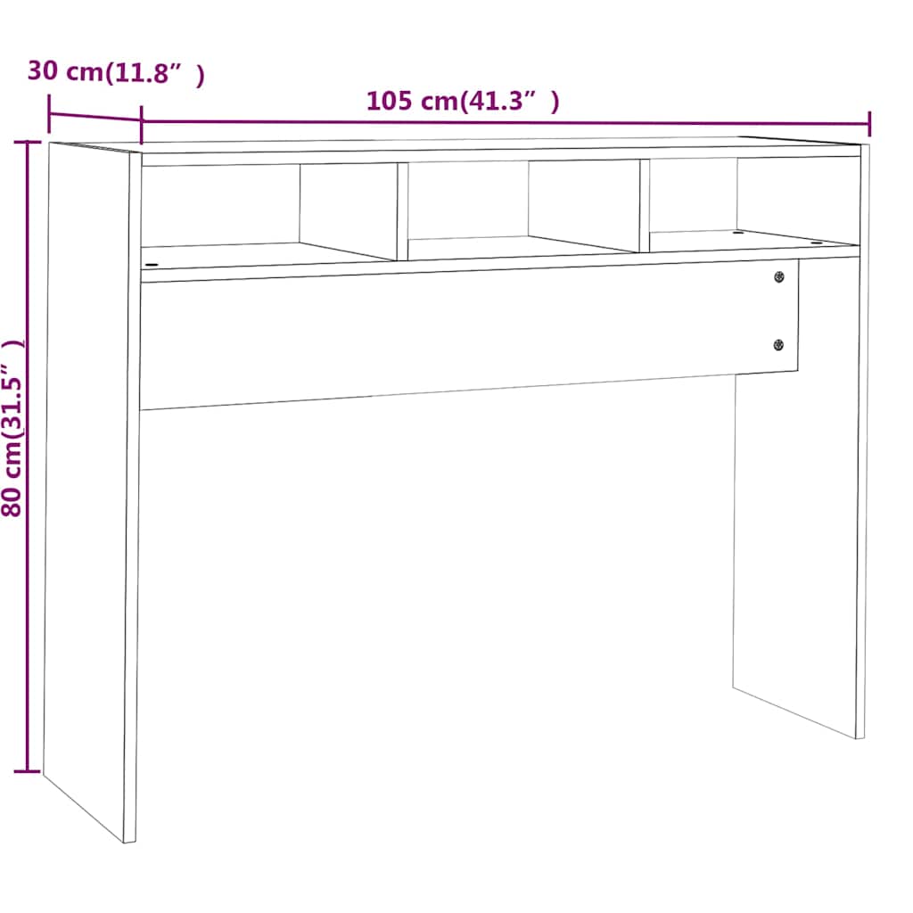 Tavolino Consolle Rovere Fumo 105x30x80 cm in Legno Multistrato