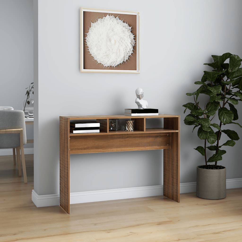 Tavolino Consolle Rovere Marrone 105x30x80 cm Legno Multistrato