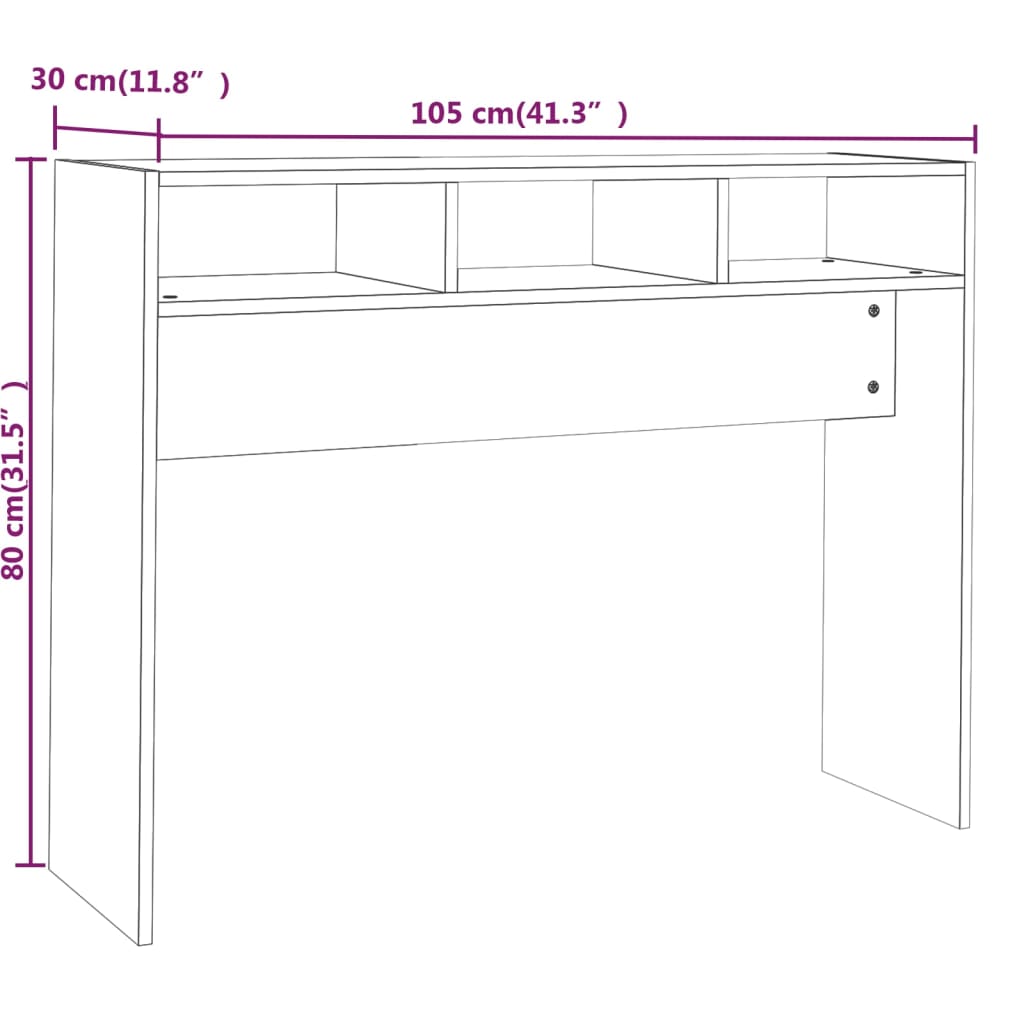 Tavolino Consolle Rovere Marrone 105x30x80 cm Legno Multistrato