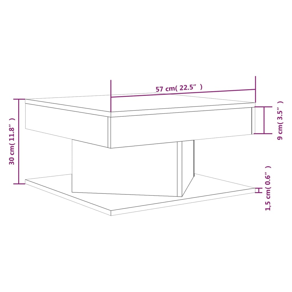 Tavolino da Salotto Grigio Sonoma 57x57x30 cm Legno Multistrato