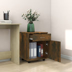 Armadietto con Ruote Rovere Fumo 45x38x54 cm Legno Multistrato
