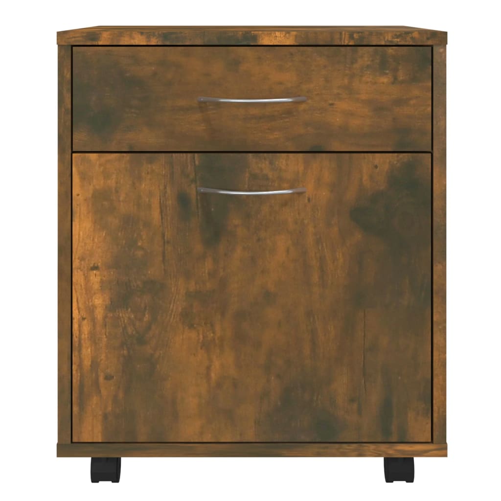 Armadietto con Ruote Rovere Fumo 45x38x54 cm Legno Multistrato