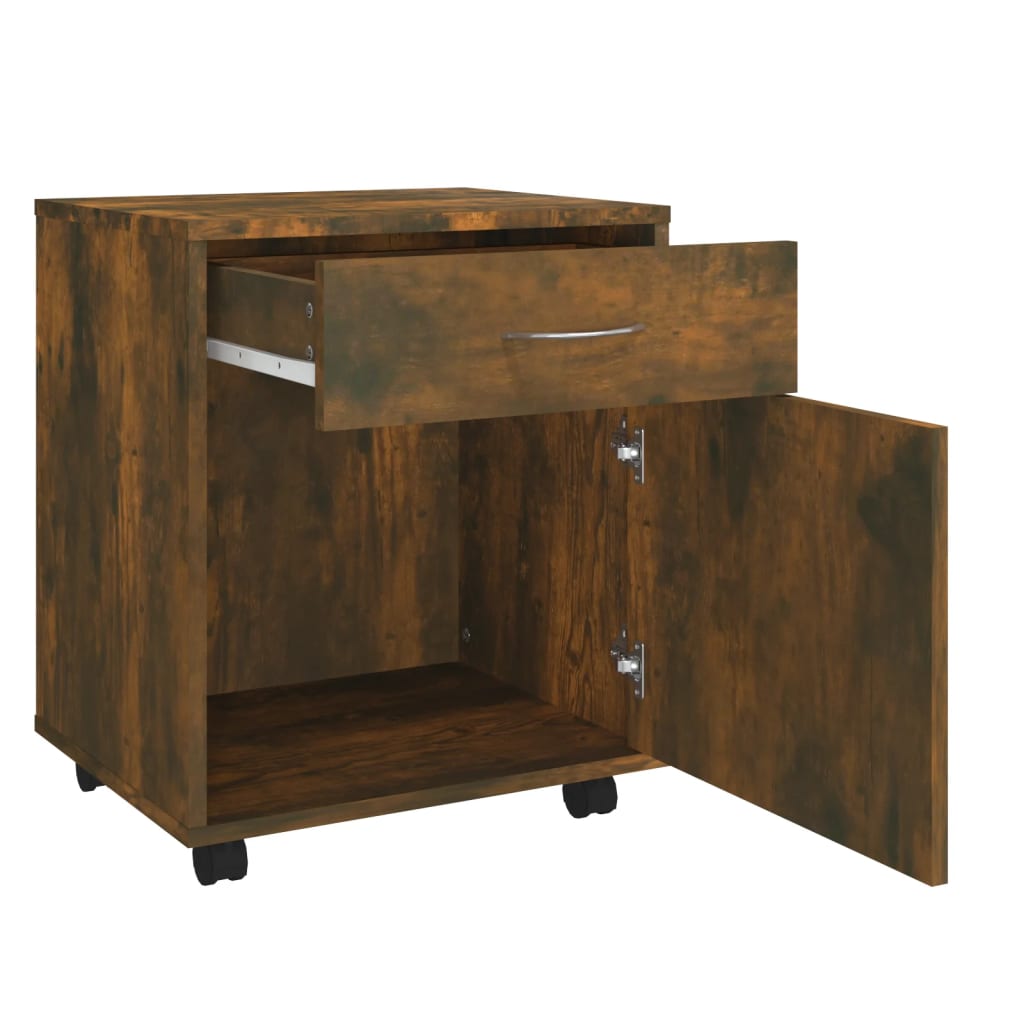 Armadietto con Ruote Rovere Fumo 45x38x54 cm Legno Multistrato