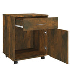 Armadietto con Ruote Rovere Fumo 45x38x54 cm Legno Multistrato