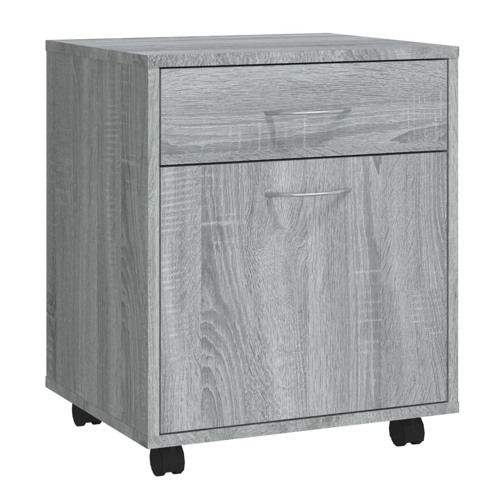 Armadietto con Ruote Grigio Sonoma 45x38x54cm Legno Multistrato