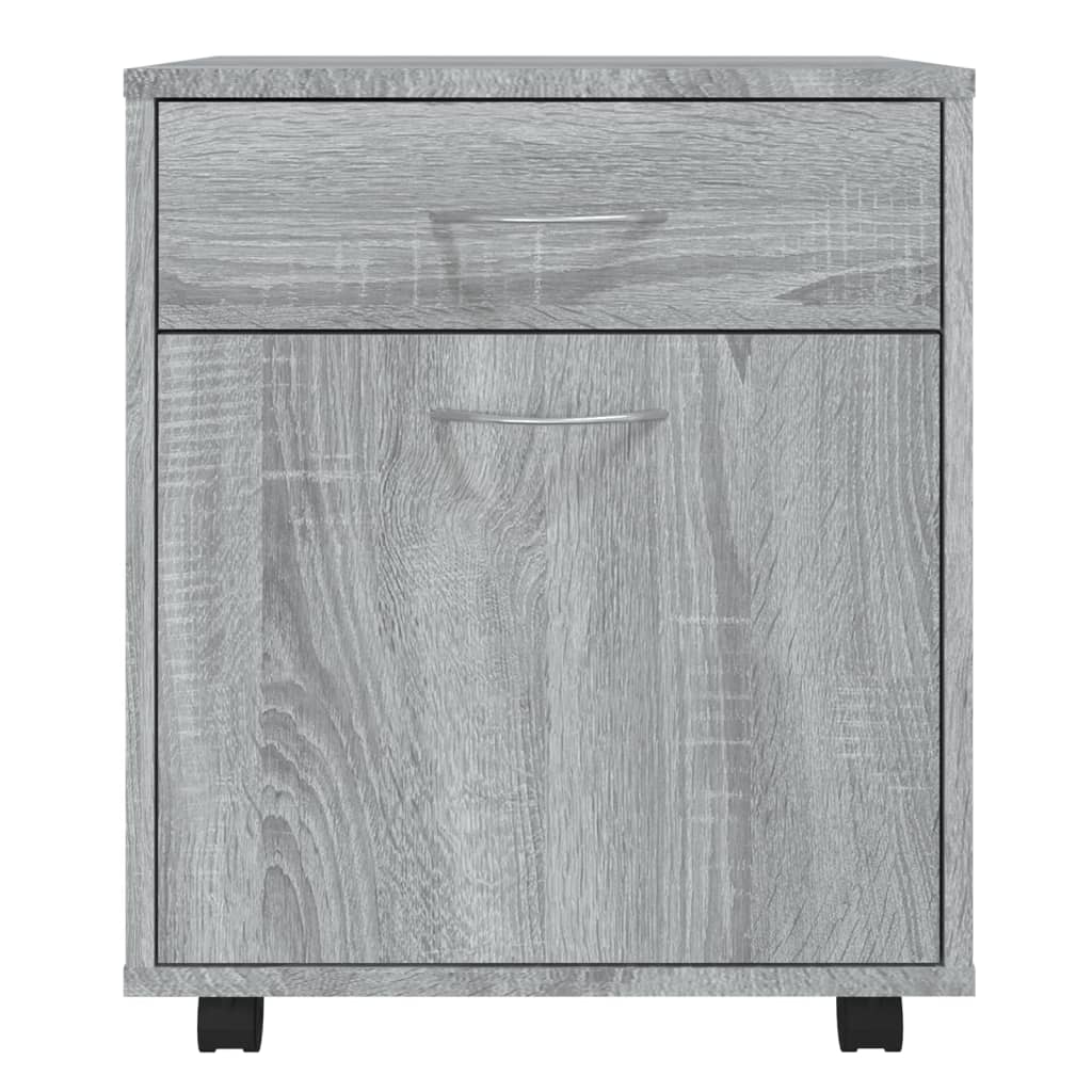 Armadietto con Ruote Grigio Sonoma 45x38x54cm Legno Multistrato