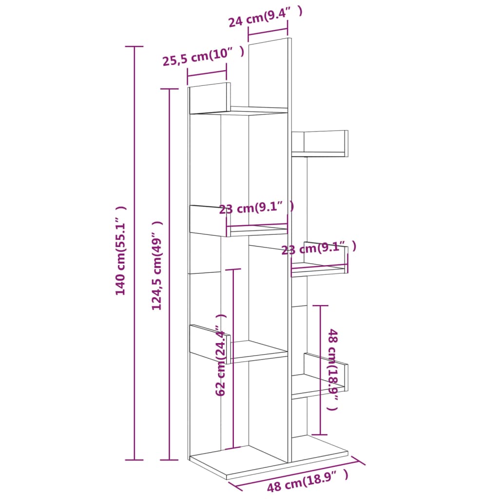 Libreria 48x25x140 cm Grigio Sonoma Legno Multistrato